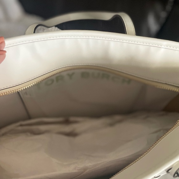 Tory Burch Women's T Monogram Canvas Floral Vine Small Tote - Picture 6 of 11